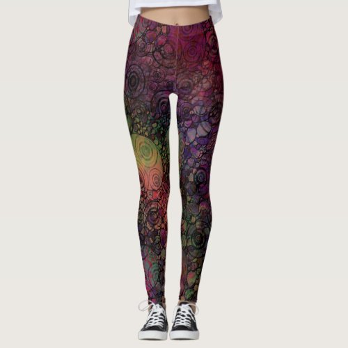 Colorful Unique Crazy with Hand Drawn Circles Leggings