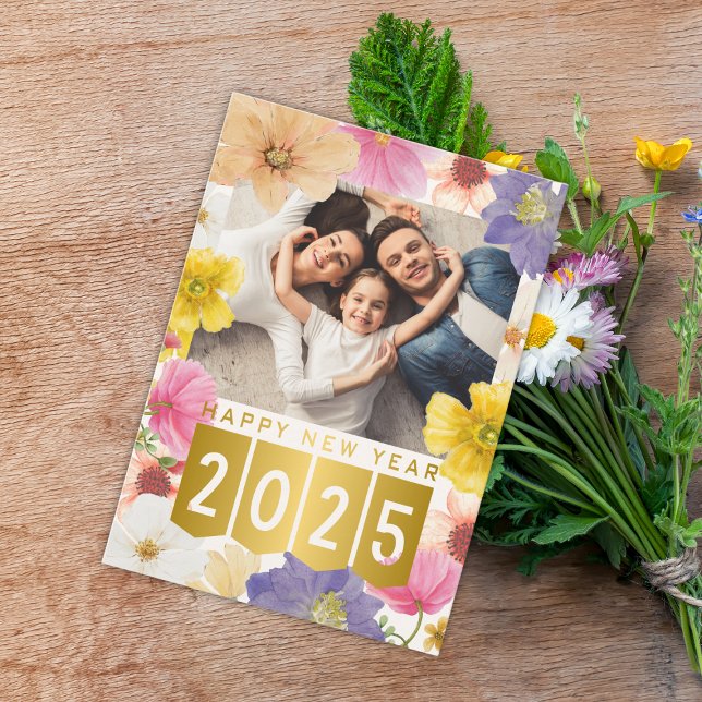 Colorful Unique Floral Happy New Year Card (Creator Uploaded)