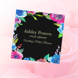 Colorful Unique Floral Square Business Card