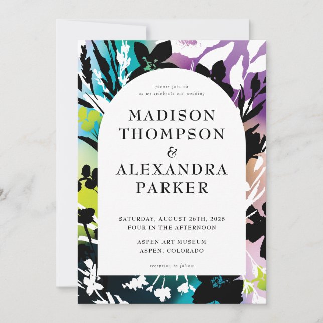 Colorful & Unique Floral Wedding Invitation (Front)