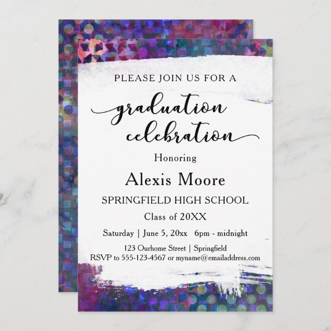 Colorful, Unique Graduation Party Invitation (Front/Back)