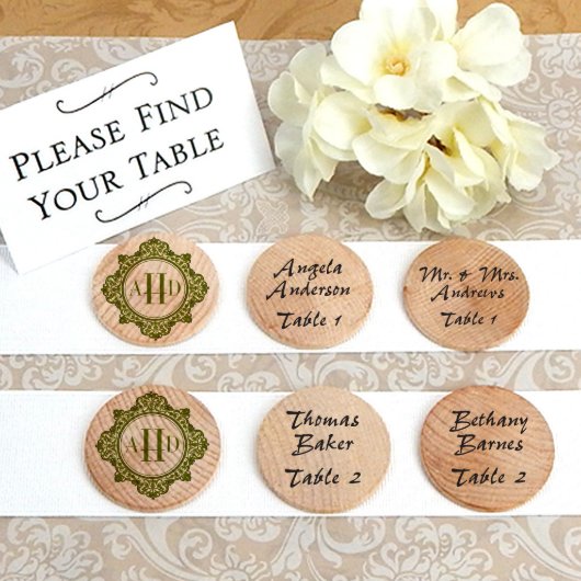 Colorful Unique Monogram Wooden Nickels (Front)