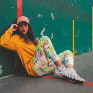 Colorful, Unique Paint Splatter Rainbow Leggings