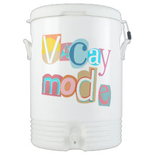Colorful Unique Retro Vacay Mode Beverage Cooler
