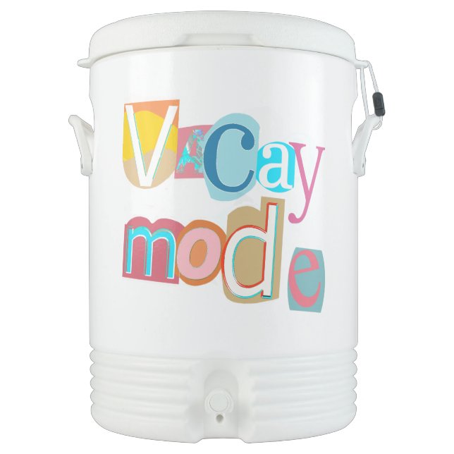 Colorful Unique Retro Vacay Mode Beverage Cooler (Front)