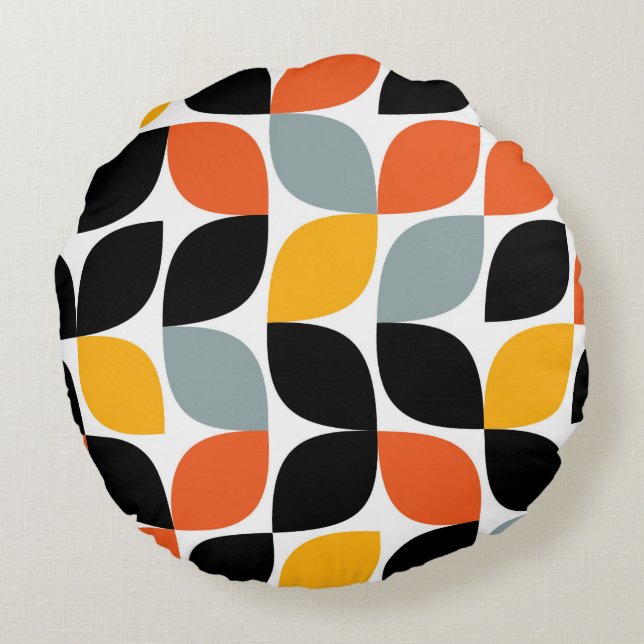 Colorful, unique, trendy, urban leaf concept round pillow (Back)