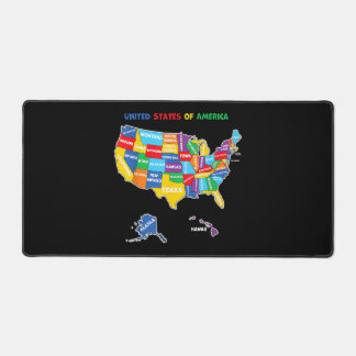 Colorful United states of America Map with states  Desk Mat