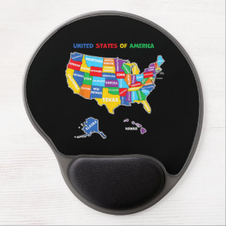 Colorful United states of America Map with states  Gel Mouse Pad