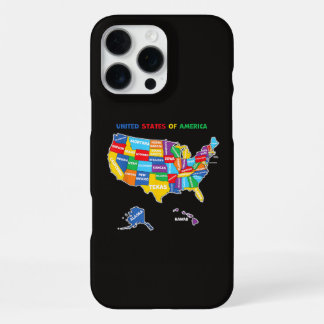 Colorful United states of America Map with states  iPhone 16 Pro Max Case