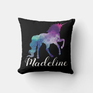 Colorful Universe Unicorn Throw Pillow