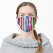 Colorful, Upbeat Stripe Pattern Adult Cloth Face Mask (Worn)
