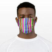 Colorful, Upbeat Stripe Pattern Adult Cloth Face Mask (Worn)
