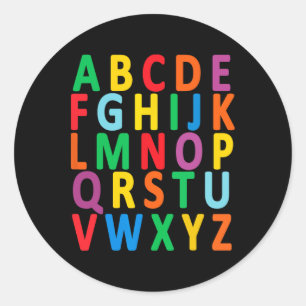 Colorful Uppercase Letters Alphabet Learn Abc Boy Classic Round Sticker