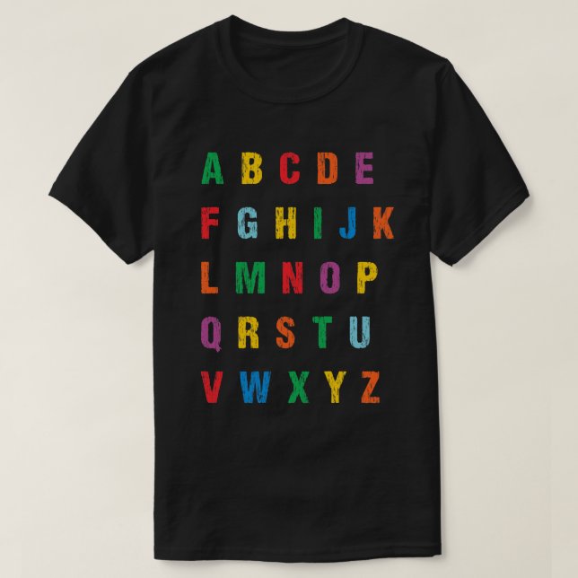 Colorful Uppercase Letters Alphabet learn ABCs boy T-Shirt (Design Front)