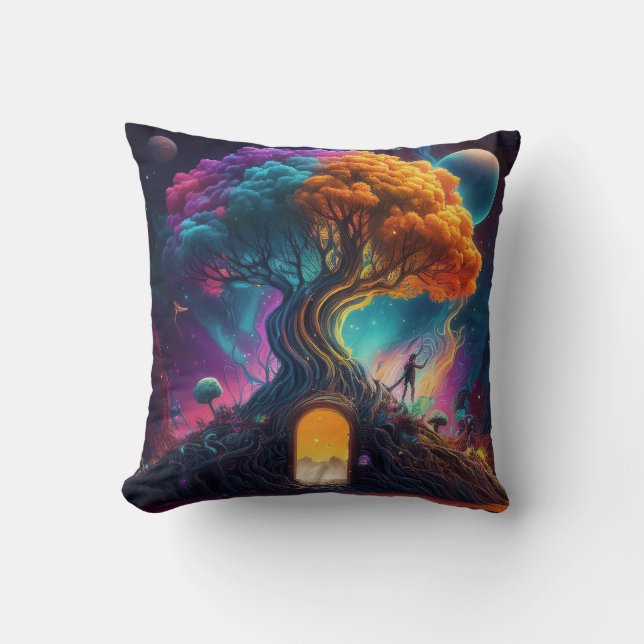 Colorful Upside Down Throw Pillow (Front)