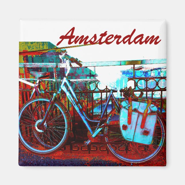 Colorful urban bike collage - Amsterdam series Magnet (Front)