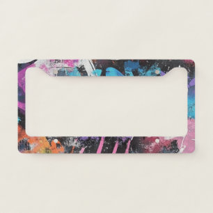 Colorful Urban Graffiti Abstract Purple Blue Black License Plate Frame