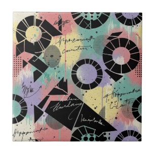 Colorful Urban Graffiti Pattern (10) Ceramic Tile