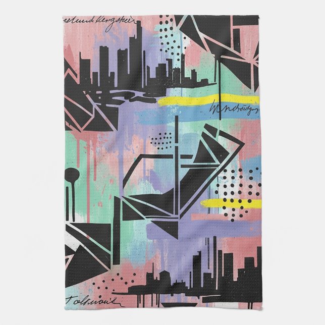 Colorful Urban Graffiti Pattern (11) Kitchen Towel (Vertical)