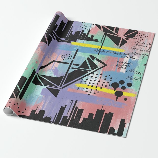 Colorful Urban Graffiti Pattern (11) Wrapping Paper (Unrolled)