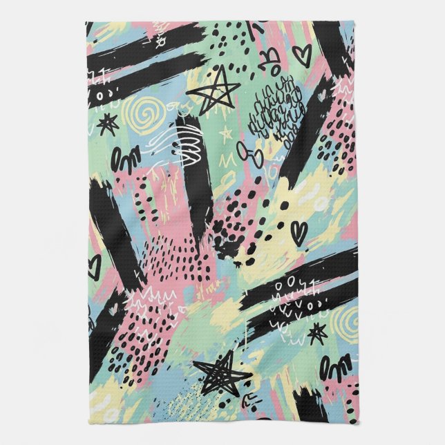 Colorful Urban Graffiti Pattern (12) Kitchen Towel (Vertical)
