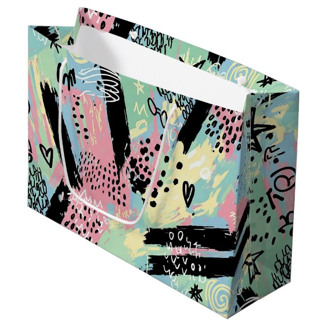 Colorful Urban Graffiti Pattern (12) Large Gift Bag (Front Angled)