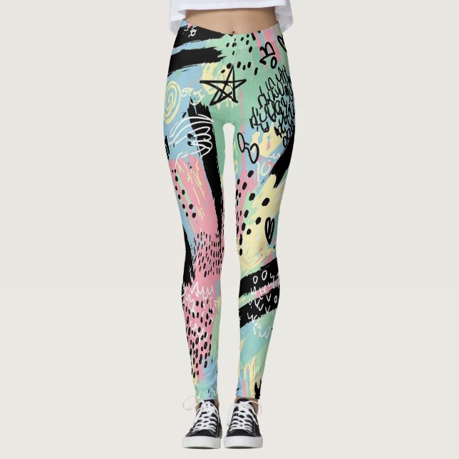 Colorful Urban Graffiti Pattern (12) Leggings (Front)