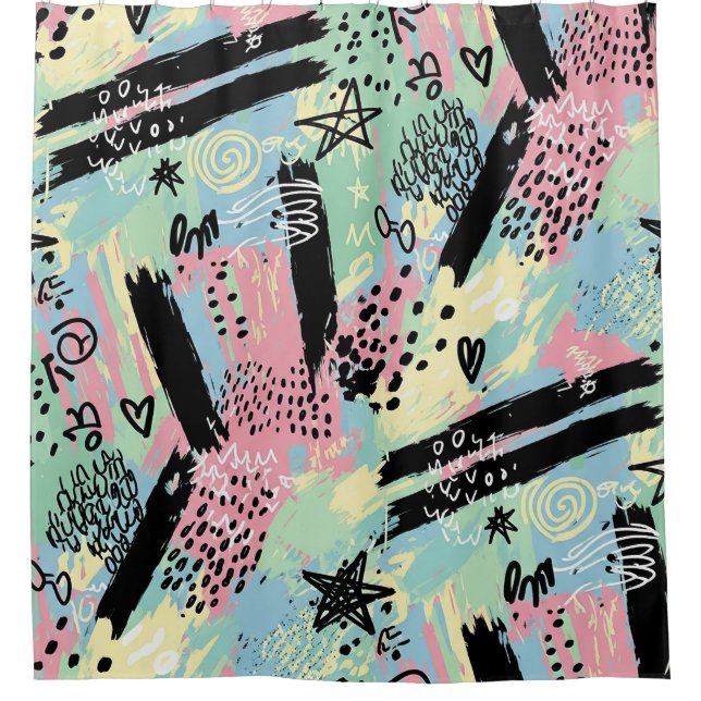 Colorful Urban Graffiti Pattern (12) Shower Curtain (Front)