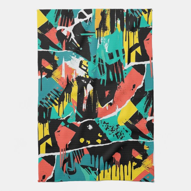 Colorful Urban Graffiti Pattern (13) Kitchen Towel (Vertical)