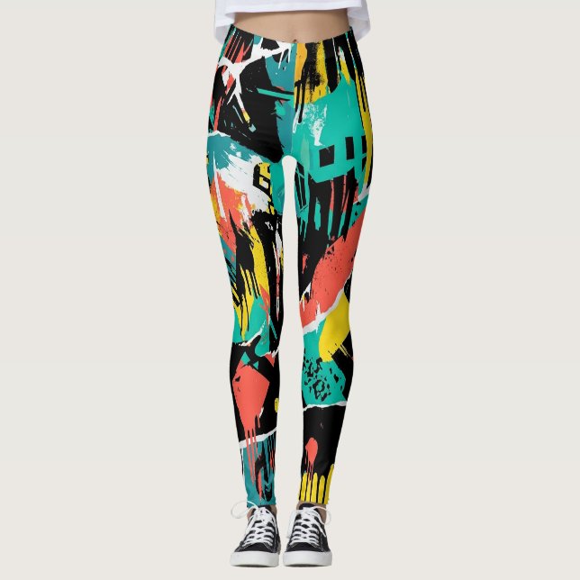 Colorful Urban Graffiti Pattern (13) Leggings (Front)