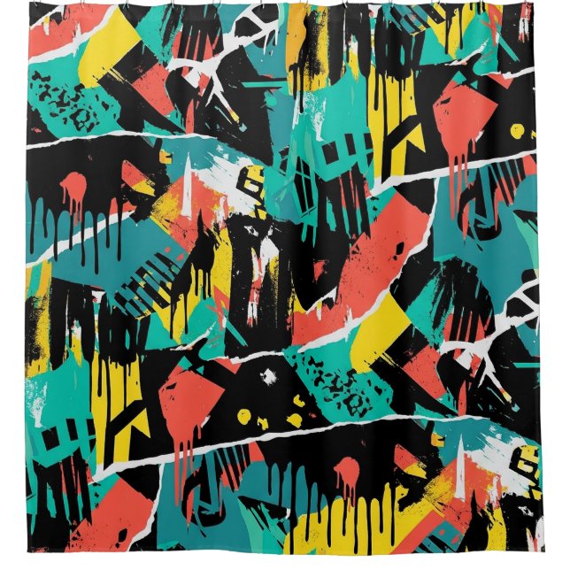 Colorful Urban Graffiti Pattern (13) Shower Curtain (Front)