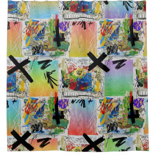 Colorful Urban Graffiti Pattern (14) Shower Curtain