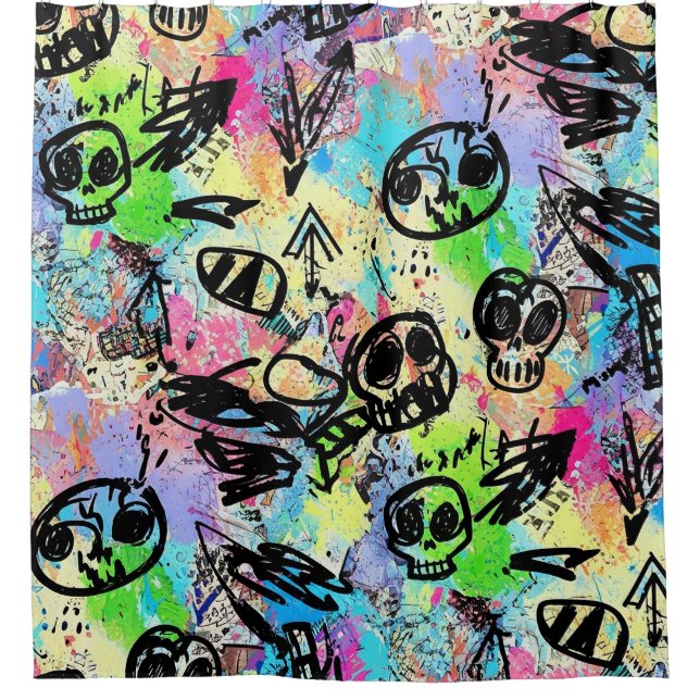 Colorful Urban Graffiti Pattern (1) Shower Curtain (Front)