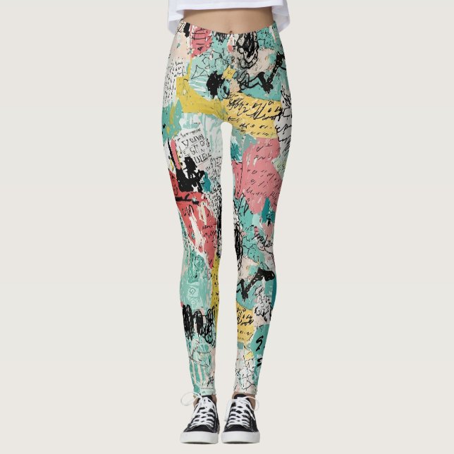 Colorful Urban Graffiti Pattern (2) Leggings (Front)