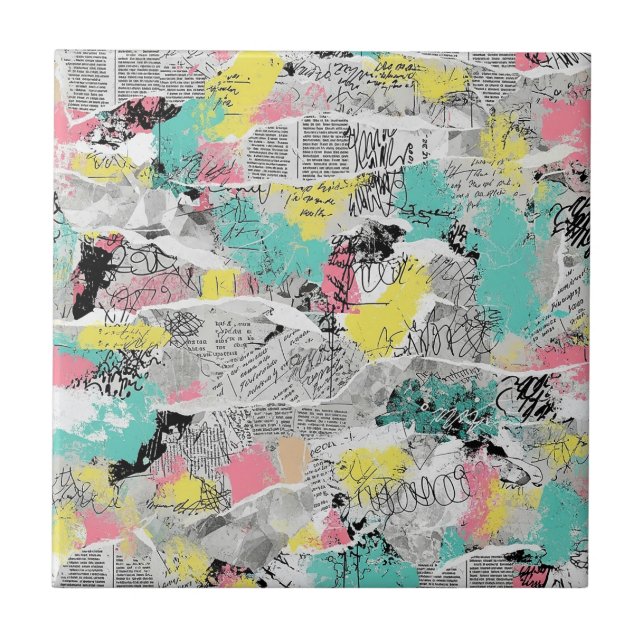 Colorful Urban Graffiti Pattern (3) Ceramic Tile (Front)