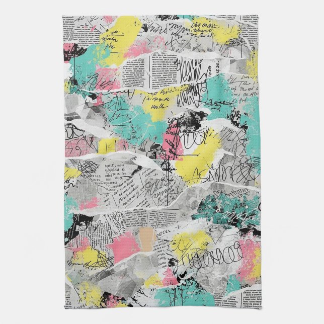 Colorful Urban Graffiti Pattern (3) Kitchen Towel (Vertical)