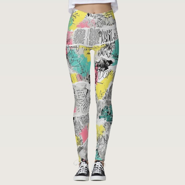 Colorful Urban Graffiti Pattern (3) Leggings (Front)