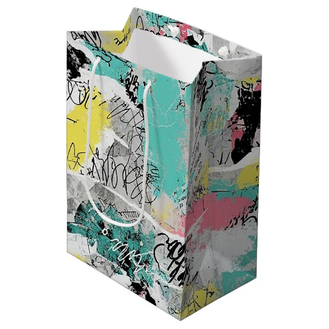 Colorful Urban Graffiti Pattern (3) Medium Gift Bag (Front Angled)