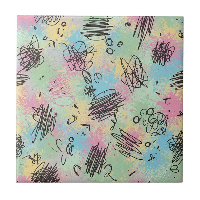 Colorful Urban Graffiti Pattern (4) Ceramic Tile (Front)