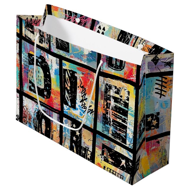 Colorful Urban Graffiti Pattern (5) Large Gift Bag (Front Angled)