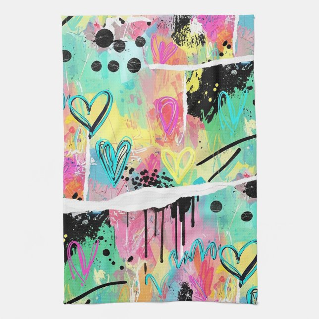 Colorful Urban Graffiti Pattern (7) Kitchen Towel (Vertical)