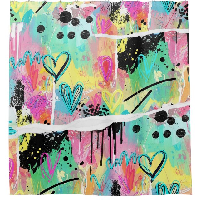 Colorful Urban Graffiti Pattern (7) Shower Curtain (Front)