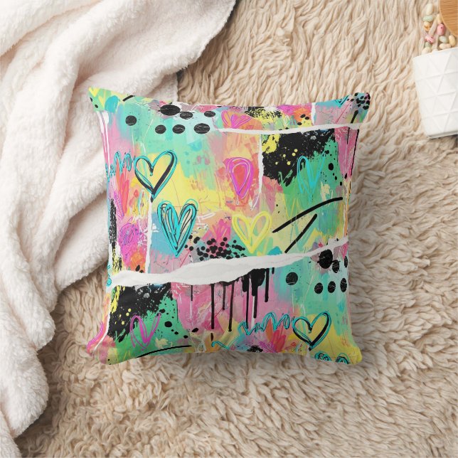 Colorful Urban Graffiti Pattern (7) Throw Pillow (Blanket)