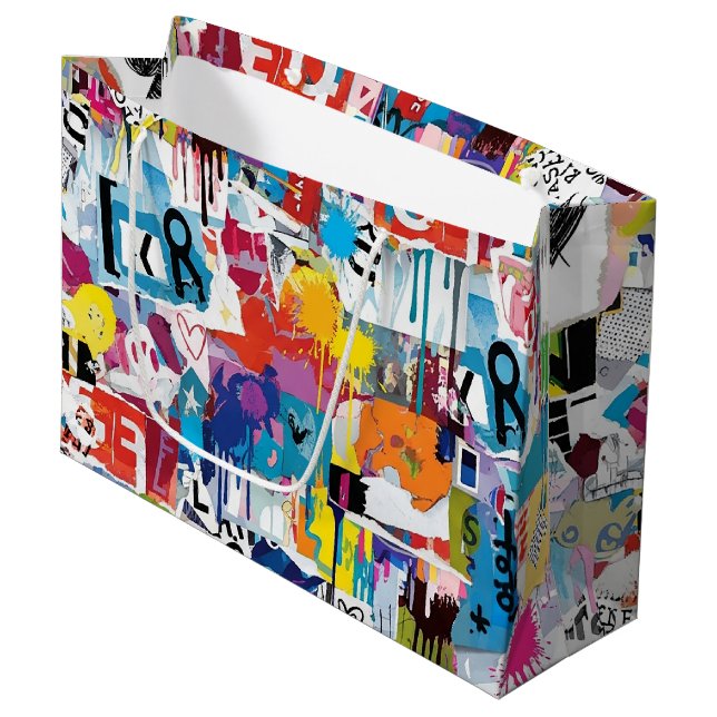 Colorful Urban Graffiti Pattern (8) Large Gift Bag (Front Angled)