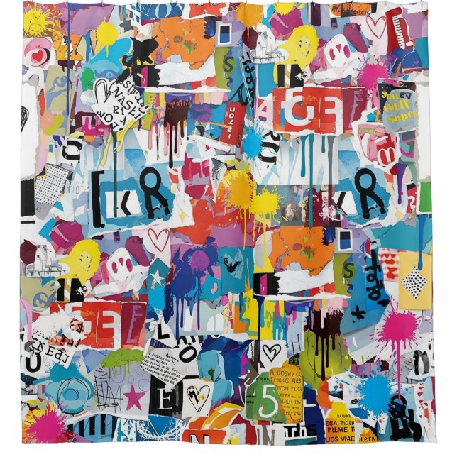 Colorful Urban Graffiti Pattern (8) Shower Curtain (Front)