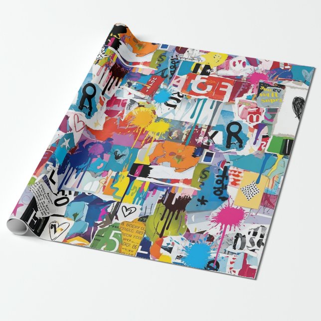Colorful Urban Graffiti Pattern (8) Wrapping Paper (Unrolled)