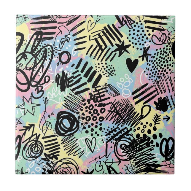 Colorful Urban Graffiti Pattern (9) Ceramic Tile (Front)