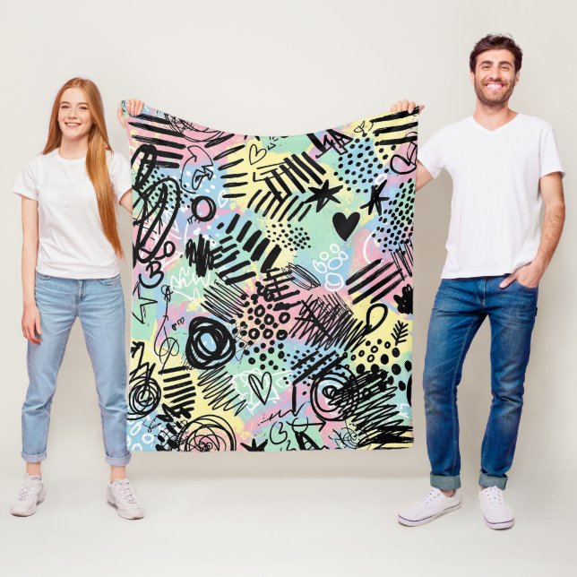 Colorful Urban Graffiti Pattern (9) Fleece Blanket (In Situ)