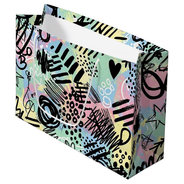 Colorful Urban Graffiti Pattern (9) Large Gift Bag (Front Angled)