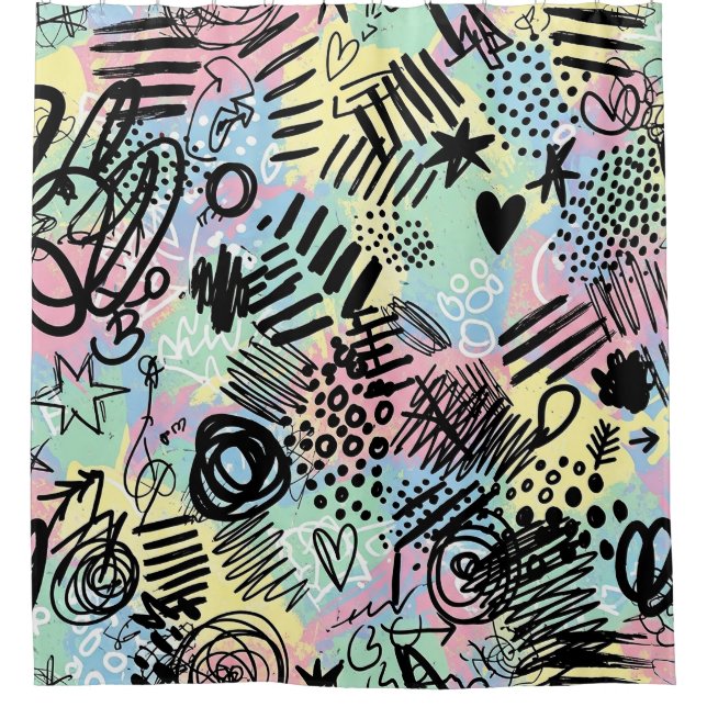 Colorful Urban Graffiti Pattern (9) Shower Curtain (Front)
